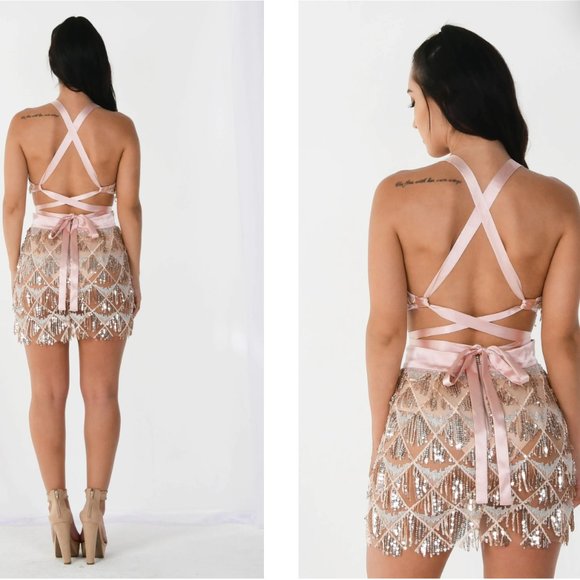 Sheer Satin Fringe Mini Dress - Picture 5 of 7